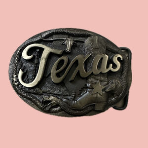 Vintage 80s Texas Belt Buckle Solid Bronze High Mesa Western